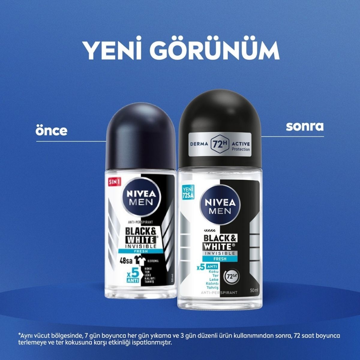  NIVEA DEO NIVEA DEO Nivea Men Invisible Black and White Fresh Erkek Roll-On 50 ml  1 of 6 