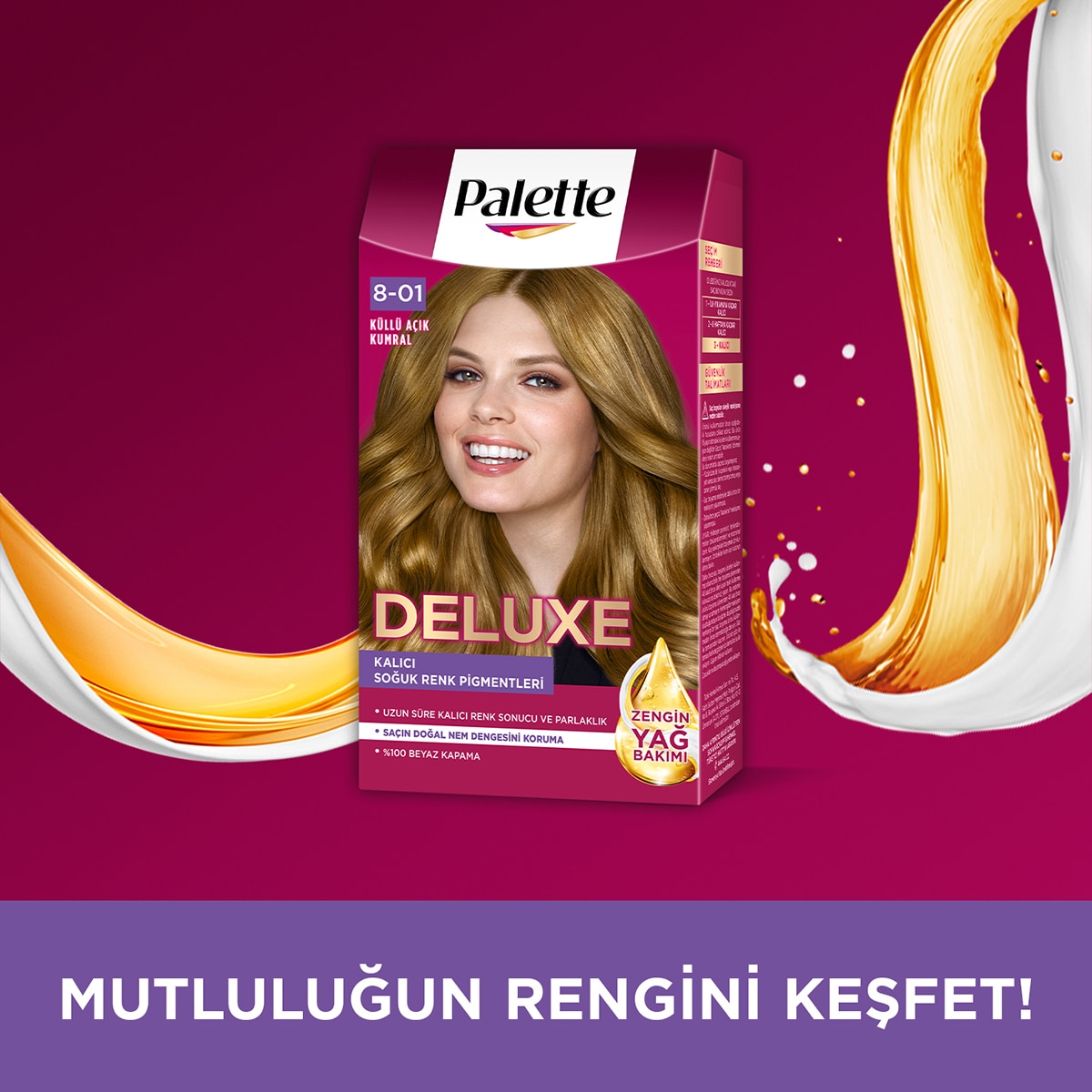 PALETTE PALETTE Palette Deluxe Yoğun Renkler Saç Boyası 8-01 Küllü Açık Kumral 1 of 11