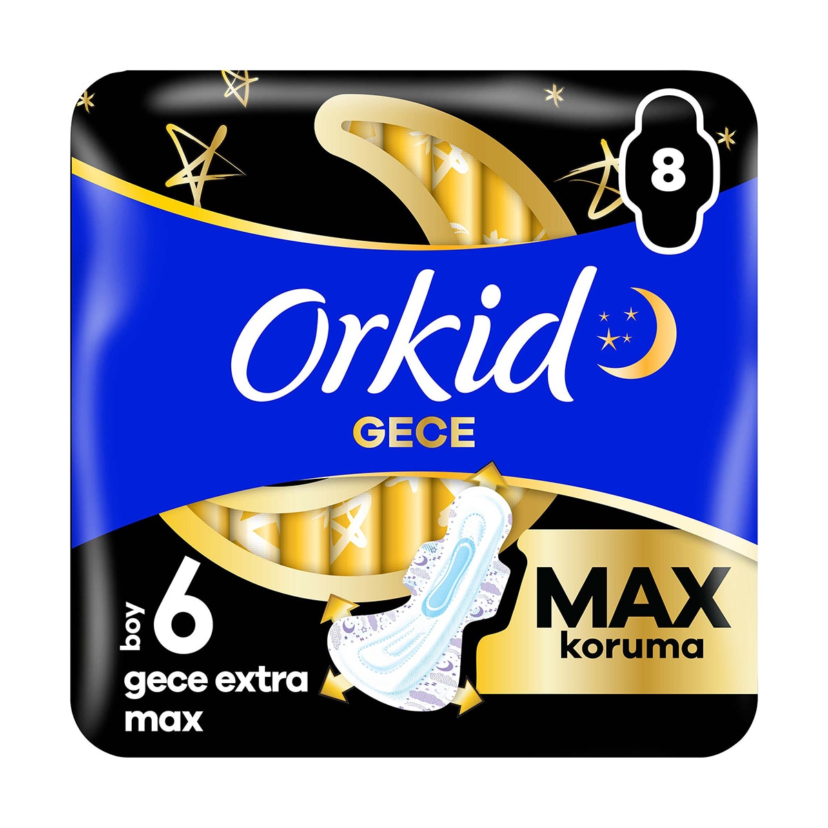 ORKID ORKID Orkid Ultra Ekstra Dörtlü Hijyenik Ped Gece Max 8'li 1 of 9