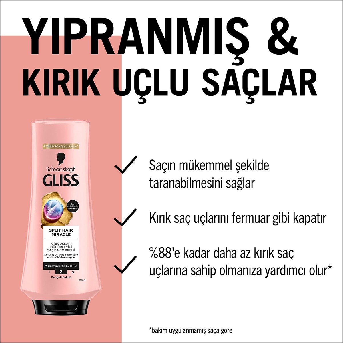  GLISS GLISS Gliss Split Hair Miracle Kırık Uçları Mühürleyen Saç Bakım Kremi İyonik Kompleks ve Üzüm Çekirdeği Yağı ile 360 ml  1 of 7 