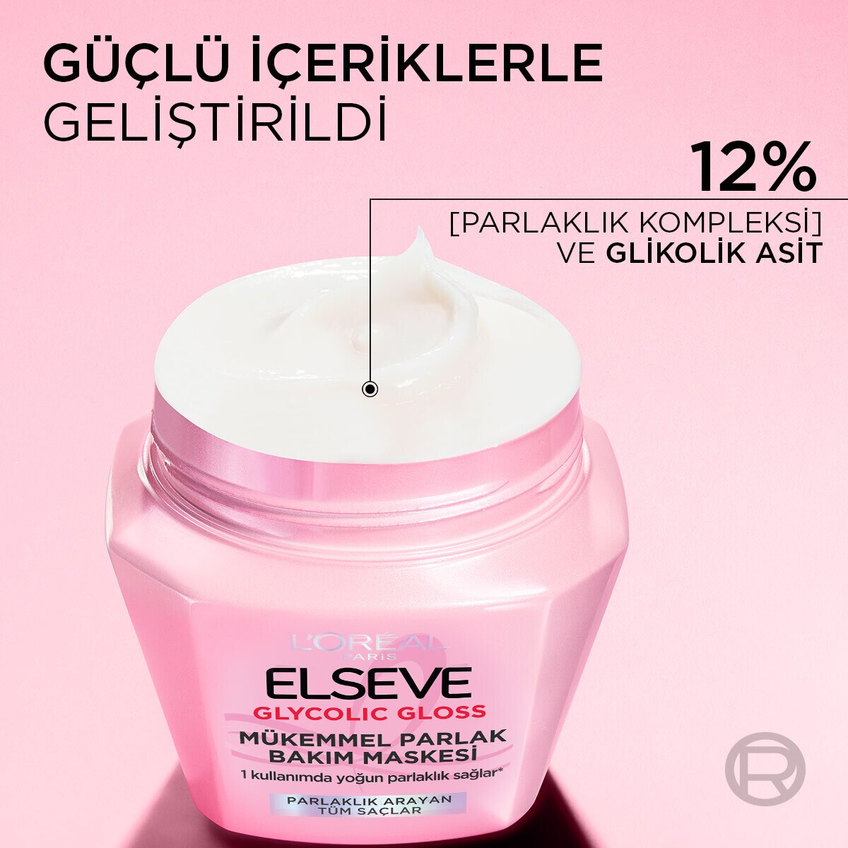 ELSEVE ELSEVE Elseve Glycolic Gloss Mükemmel Parlaklık Veren Saç Bakım Maskesi 300 ml 1 of 8