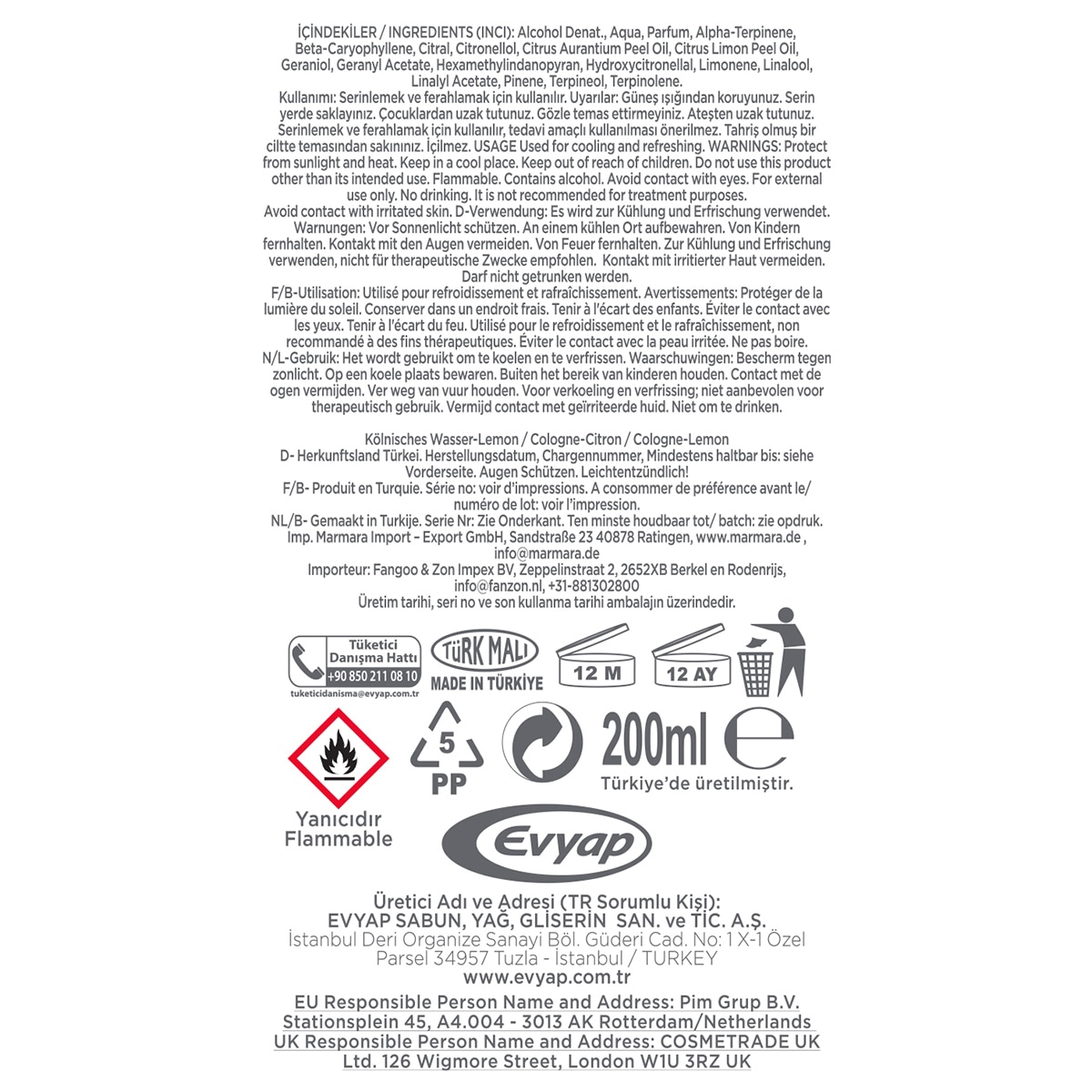  DURU DURU Duru Limon Kolonyası Cam Şişe 200 ml  1 of 2 