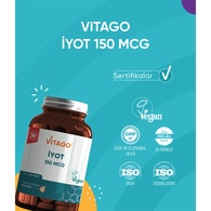 Vitago Premium Vegan İyot 150 MCG İçeren Tablet Takviye Edici Gıda 120'li