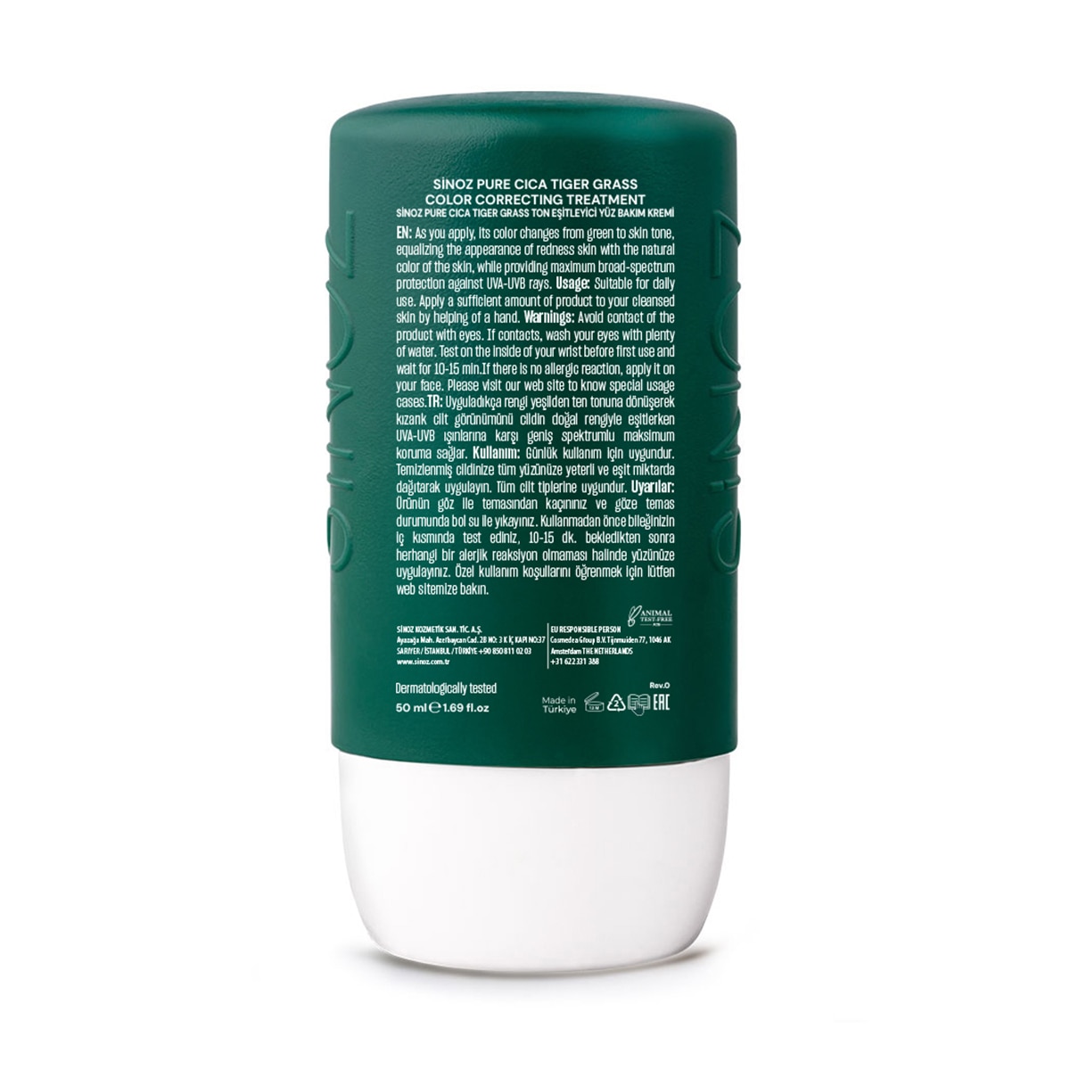  SİNOZ SINOZ Sinoz Cica Ton Eşitleyici Yüz Güneş Koruyucu Losyon SPF50+ 50 ml  1 of 8 