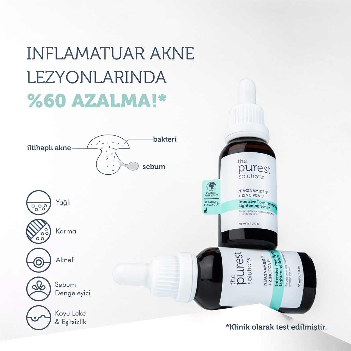  THE PUREST SOLUTIONS THE PUREST SOLUTIONS The Purest Solutions Akne Giderici Bakım Serum 30 ml  1 of 6 
