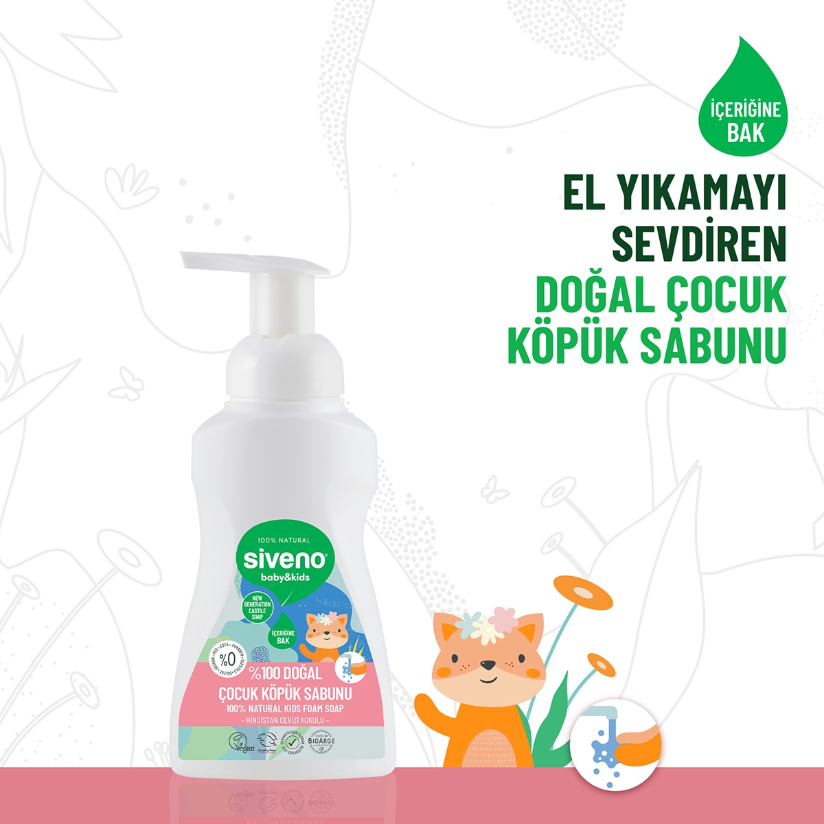 SIVENO SIVENO Siveno %100 Zeytinyağlı Doğal Köpük Sabun Çocuk 250 ml 1 of 7