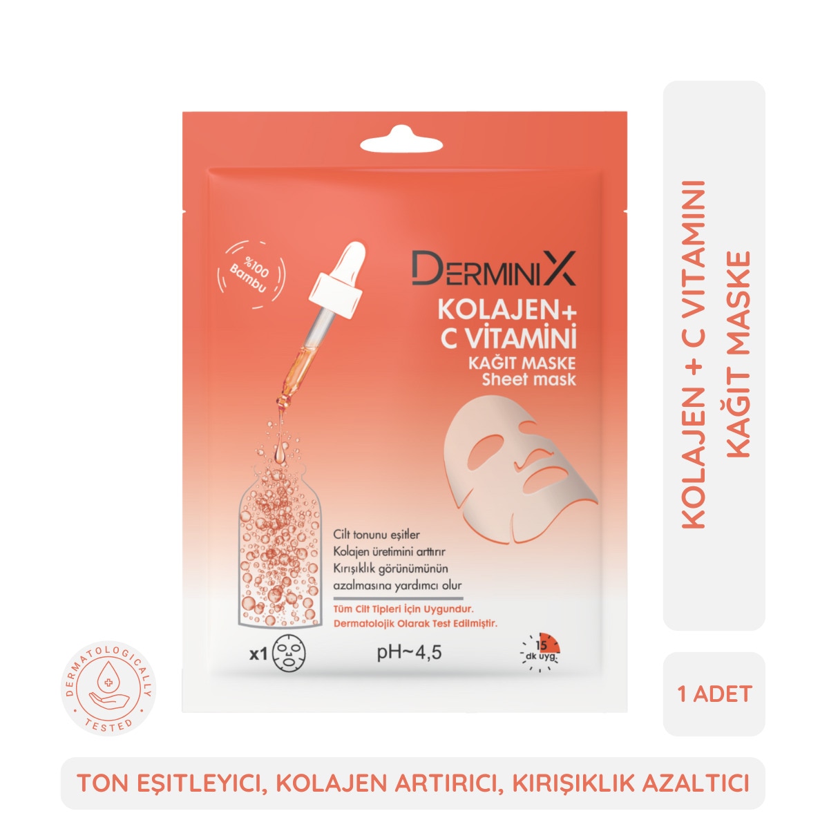  DERMINIX DERMINIX Derminix Kolajen + C Vitamini Kağıt Maske 1 Adet 
