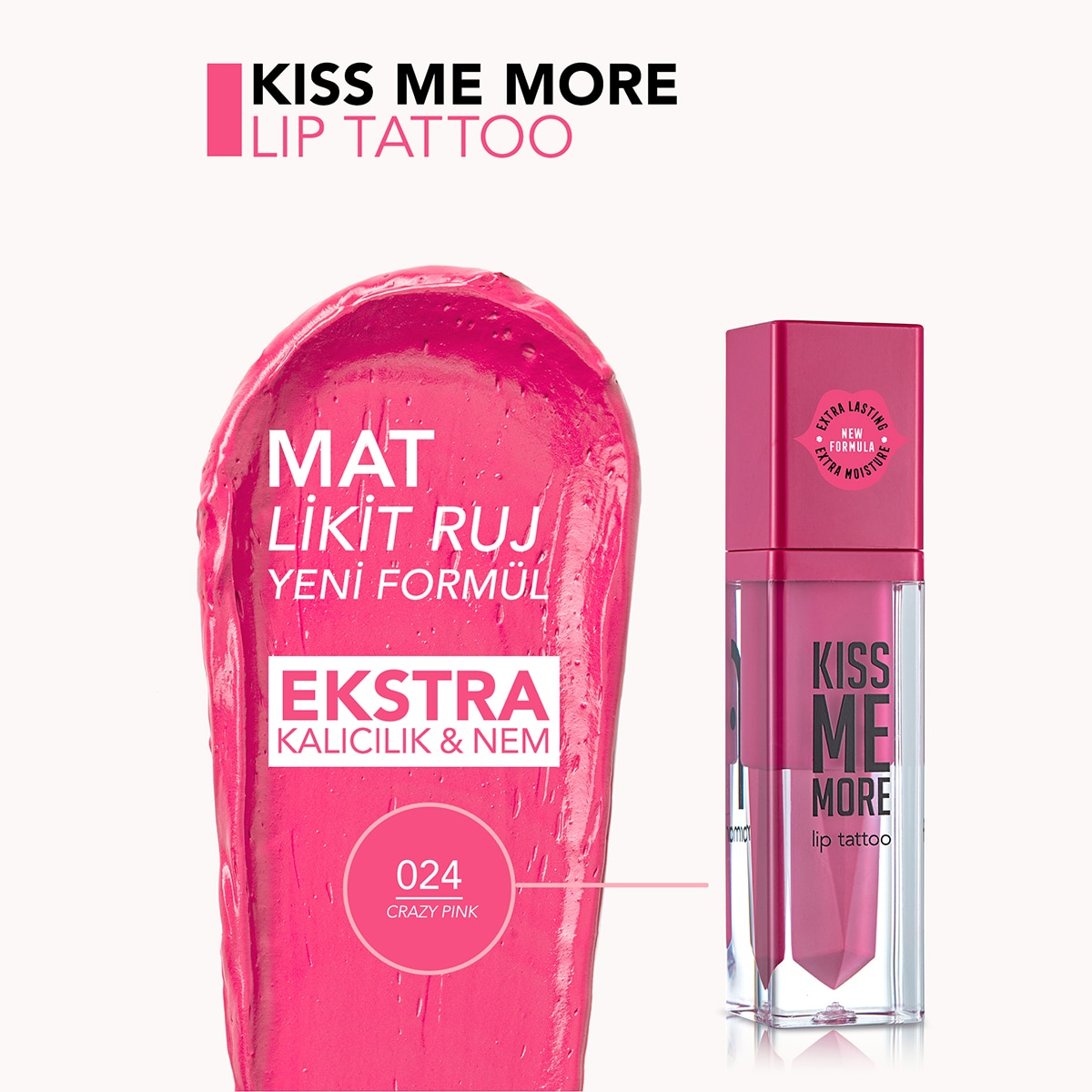  FLORMAR EXC. FLORMAR EXC. Flormar Kiss Me More Lip Tattoo No: 024 Crazy Pink  1 of 4 