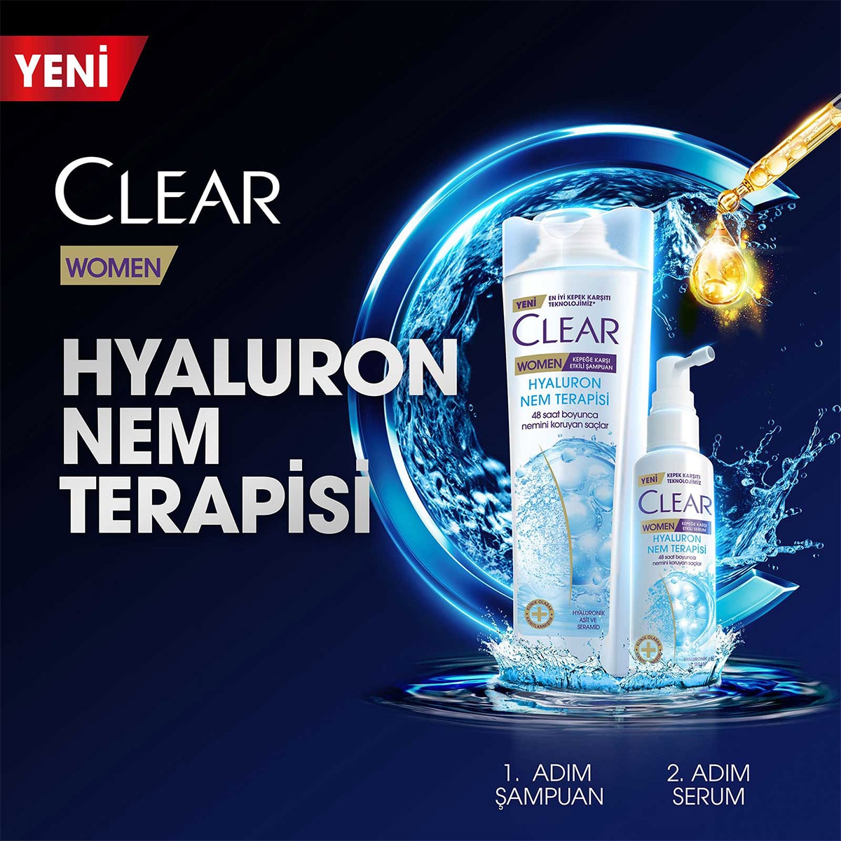 CLEAR CLEAR Clear Women Kepeğe Karşı Etkili Saç Bakım Şampuanı Hyaluron Nem Terapisi 350 ml 1 of 9