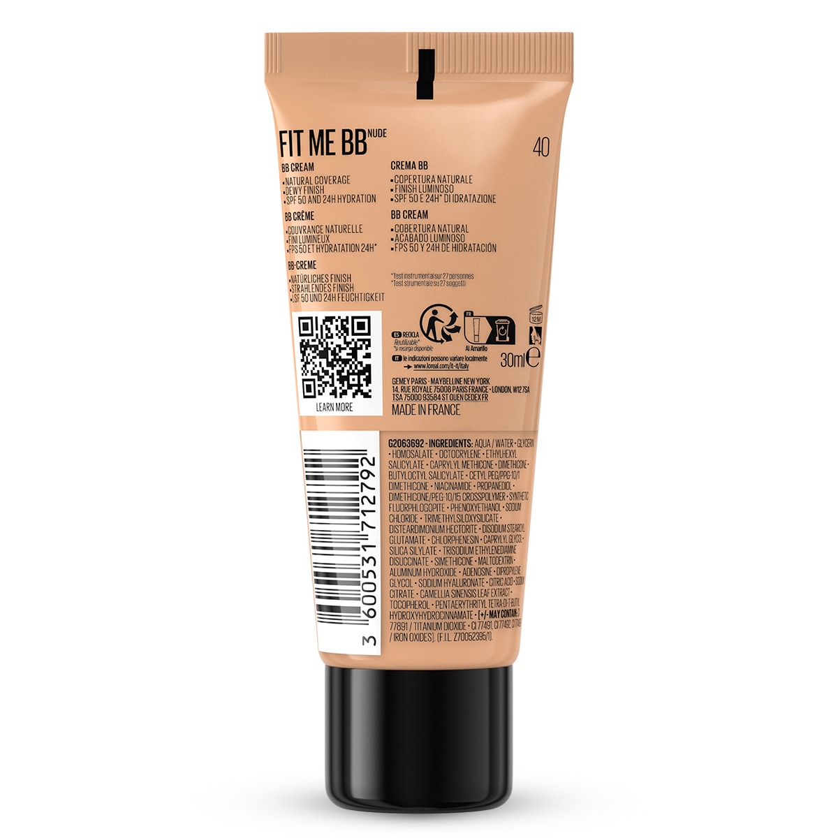  MAYBELLINE MAYBELLINE Maybelline New York Fit Me Nude Cilt Bakımı Etkili Nemlendirici SPF50 BB Krem 40  1 of 12 