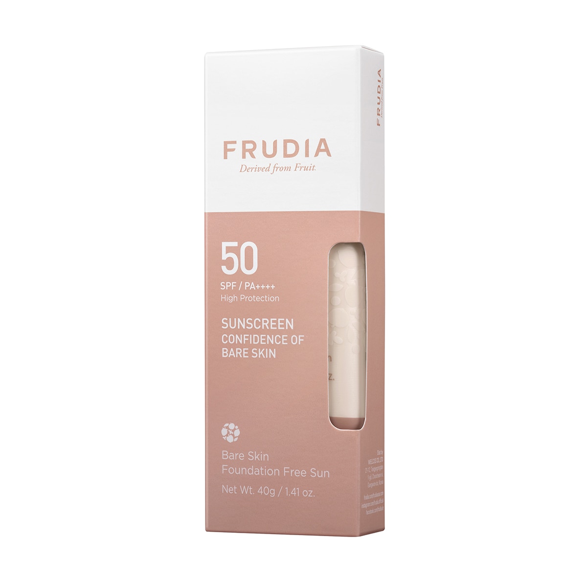 FRUDIA FRUDIA Frudia Bare Skin Fondöten Etkili Renkli Yüz Güneş Kremi SPF50 PA++++ 40 g 1 of 3