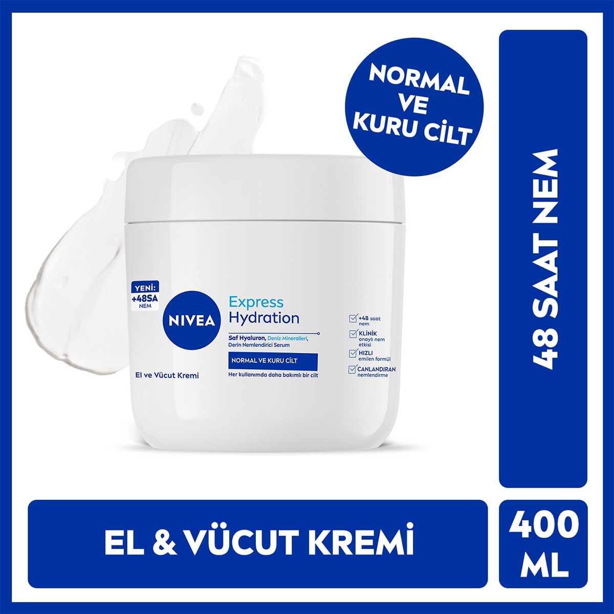  NIVEA SOFT NIVEA SOFT Nivea Express Hydration El ve Vücut Bakım Kremi 400 ml 48 Saat Nemlendirici  1 of 8 