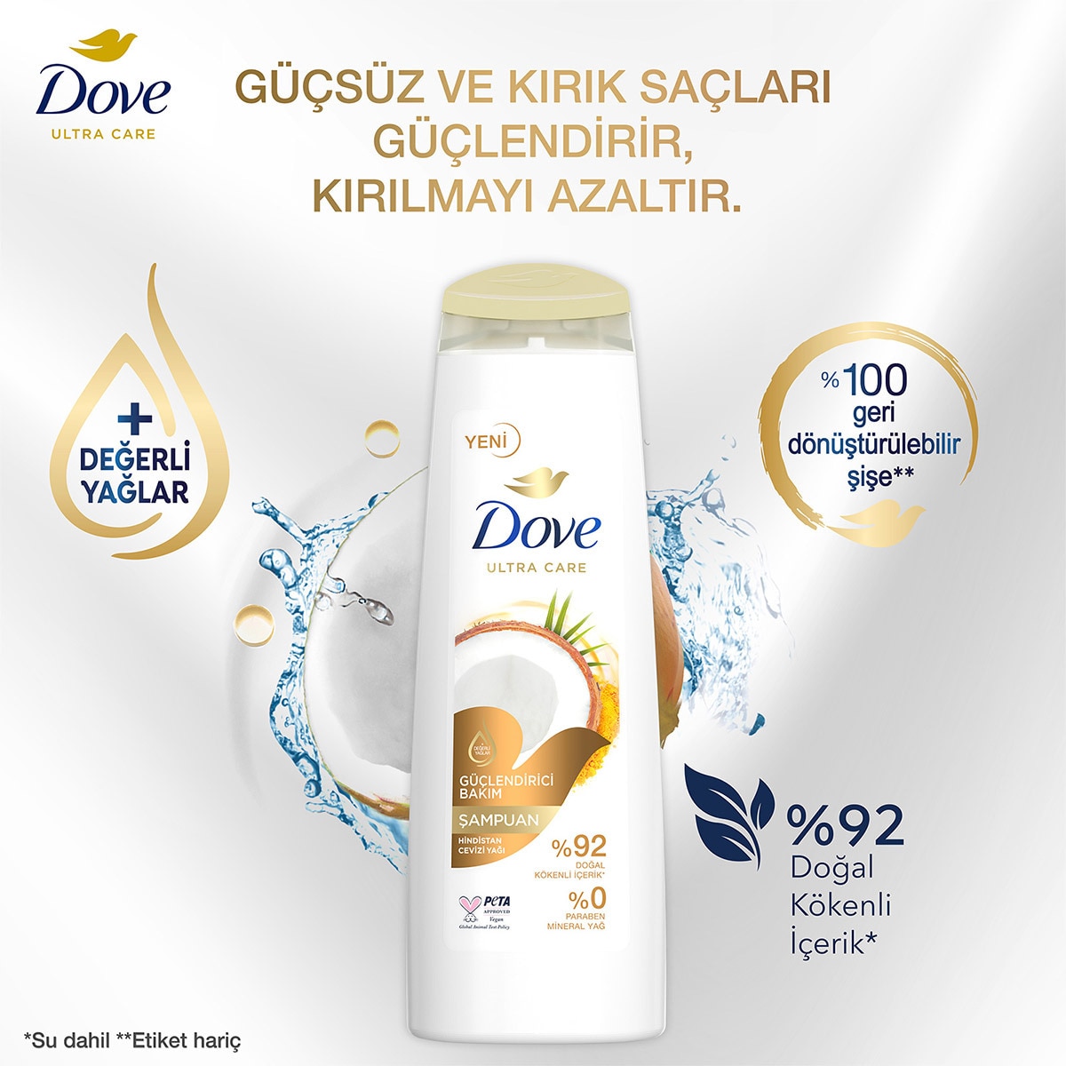  DOVE DOVE Dove Güçlendirici Bakım Saç Bakım Şampanı 400 ml  1 of 7 