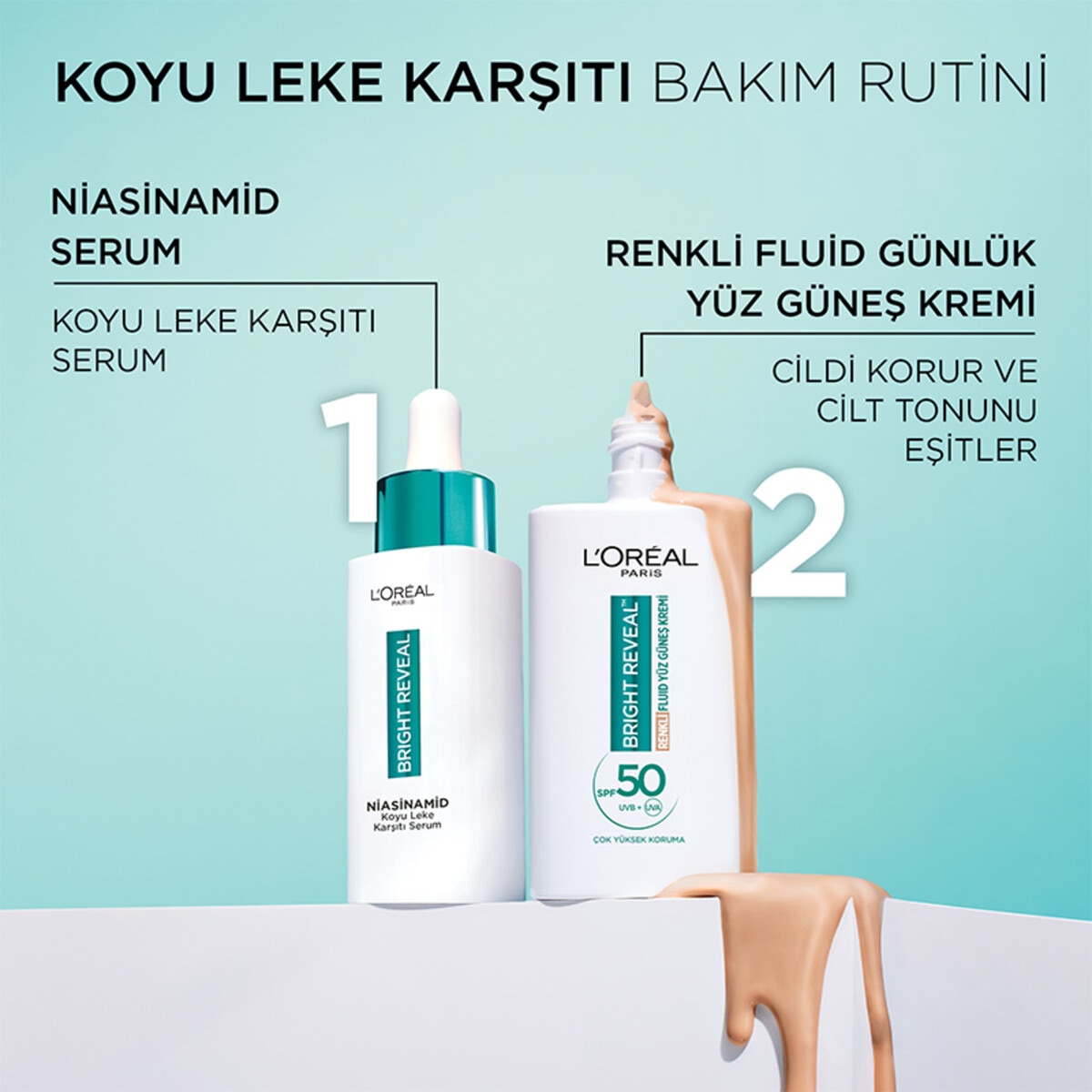  LOREAL PARIS LOREAL PARIS L'Oreal Paris Bright Reveal Renkli Yüz Güneş Kremi SPF50+ 50 ml Light Koyu Leke Karşıtı  1 of 11 