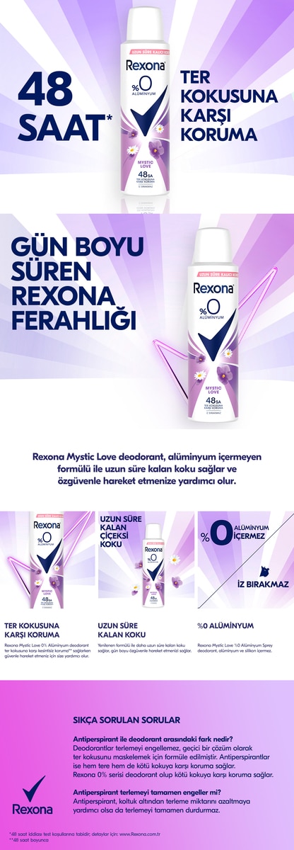  REXONA REXONA Rexona Kadın Sprey Deodorant Mystic Love %0 Alüminyum 48 Saat 150 ml  1 of 8 
