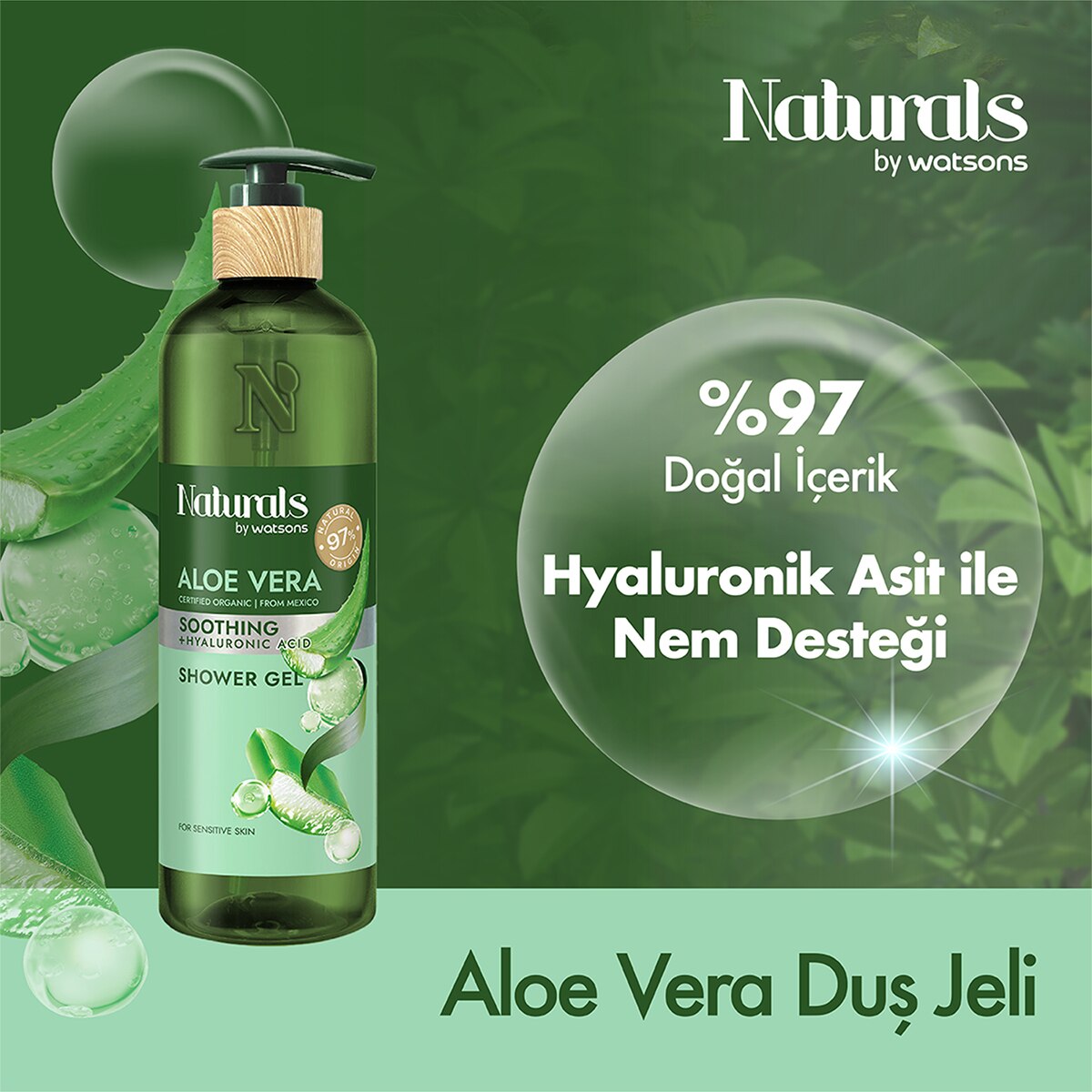  NATURALS BY WATSONS NATURALS BY WATSONS Naturals By Watsons Aloe Vera Duş Jeli 490 ml  1 of 3 