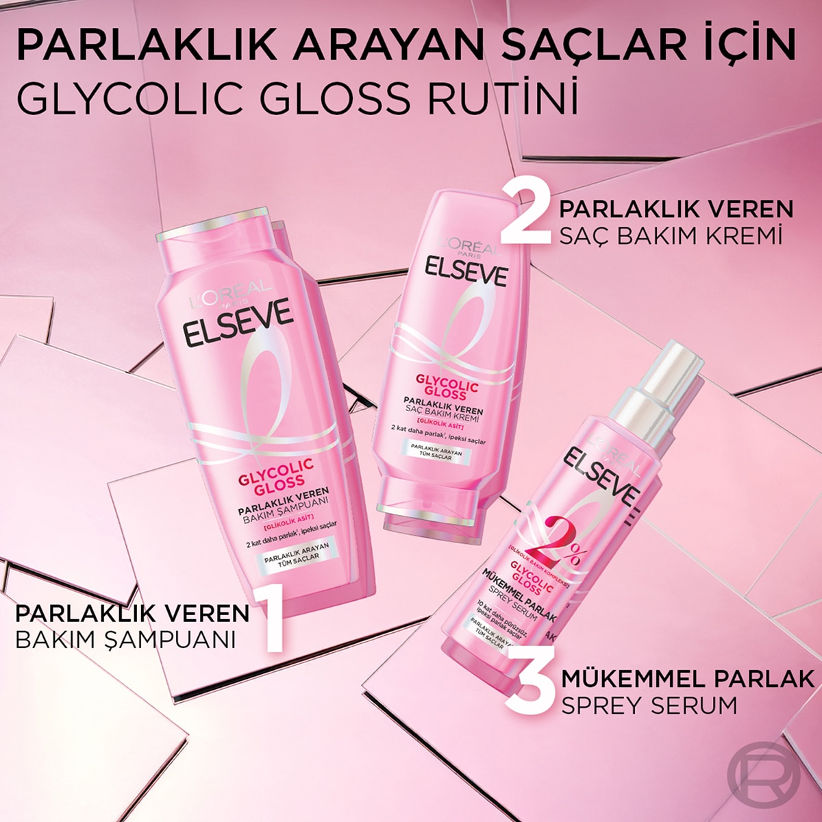 ELSEVE ELSEVE L'Oreal Paris Elseve Glycolic Gloss Mükemmel Parlaklık Veren Saç Bakım Sprey Serumu 150 ml 1 of 10