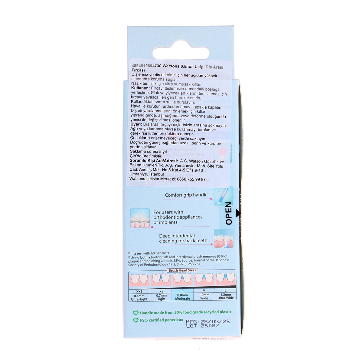 WATSONS WATSONS Watsons L Tipi Ara Yüz Fırçası 6 Adet 0.8 mm 1 of 3