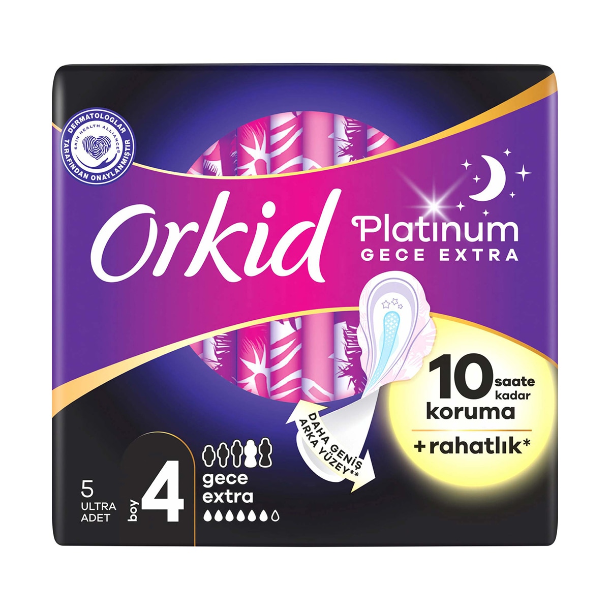  ORKID ORKID Orkid Platinum Gece Extra Kanatlı Hijyenik Ped 5 Ped  1 of 10 
