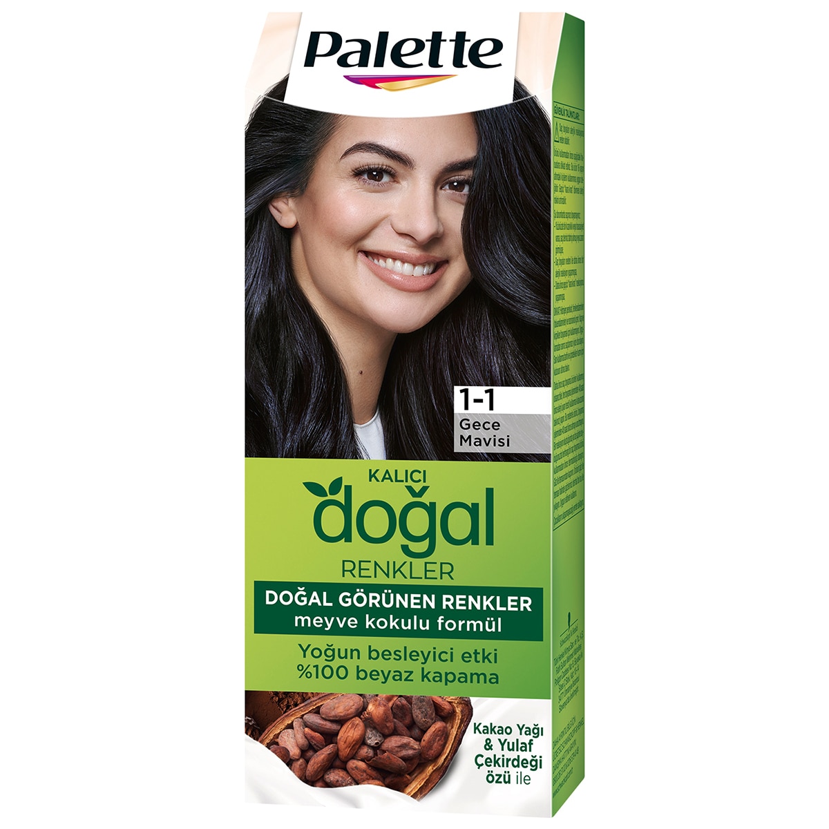  PALETTE NATURAL COLORS PALETTE NATURAL COLORS Palette Kalıcı Doğal Renkler Saç Boyası 1-1 Gece Mavisi  1 of 10 