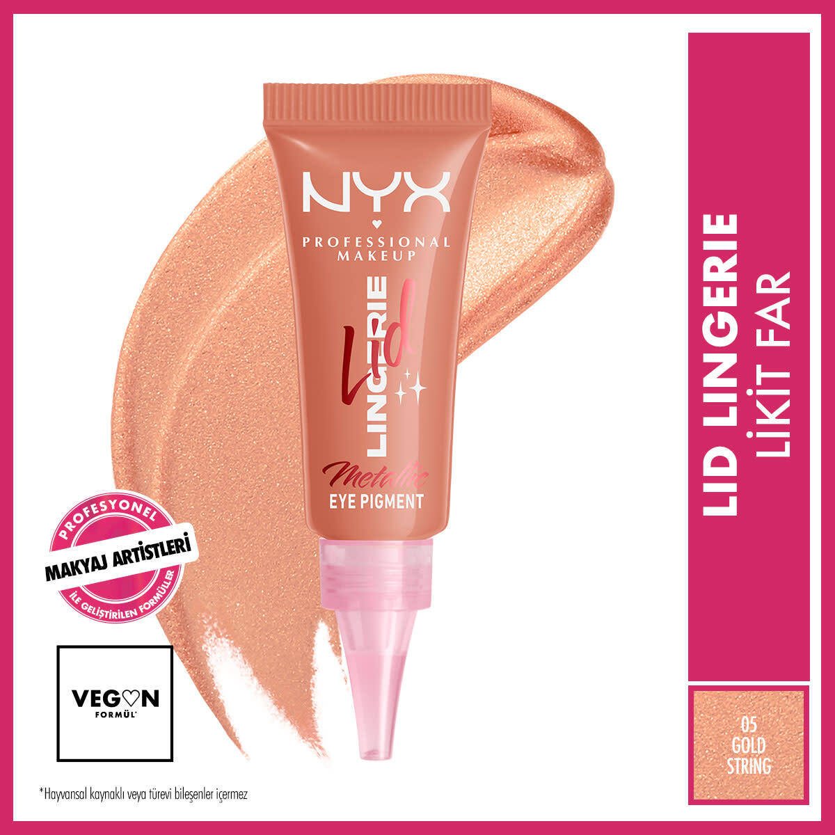 NYX NYX Nyx Professional Makeup Lid Lingerie Metalik Likit Far 05 Gold String 1 of 8