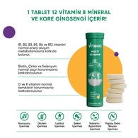 Vitago Multivit 21 Çeşit Multivitamin + Multimineral Bileşeni İçeren 20'li Efervesan Tablet