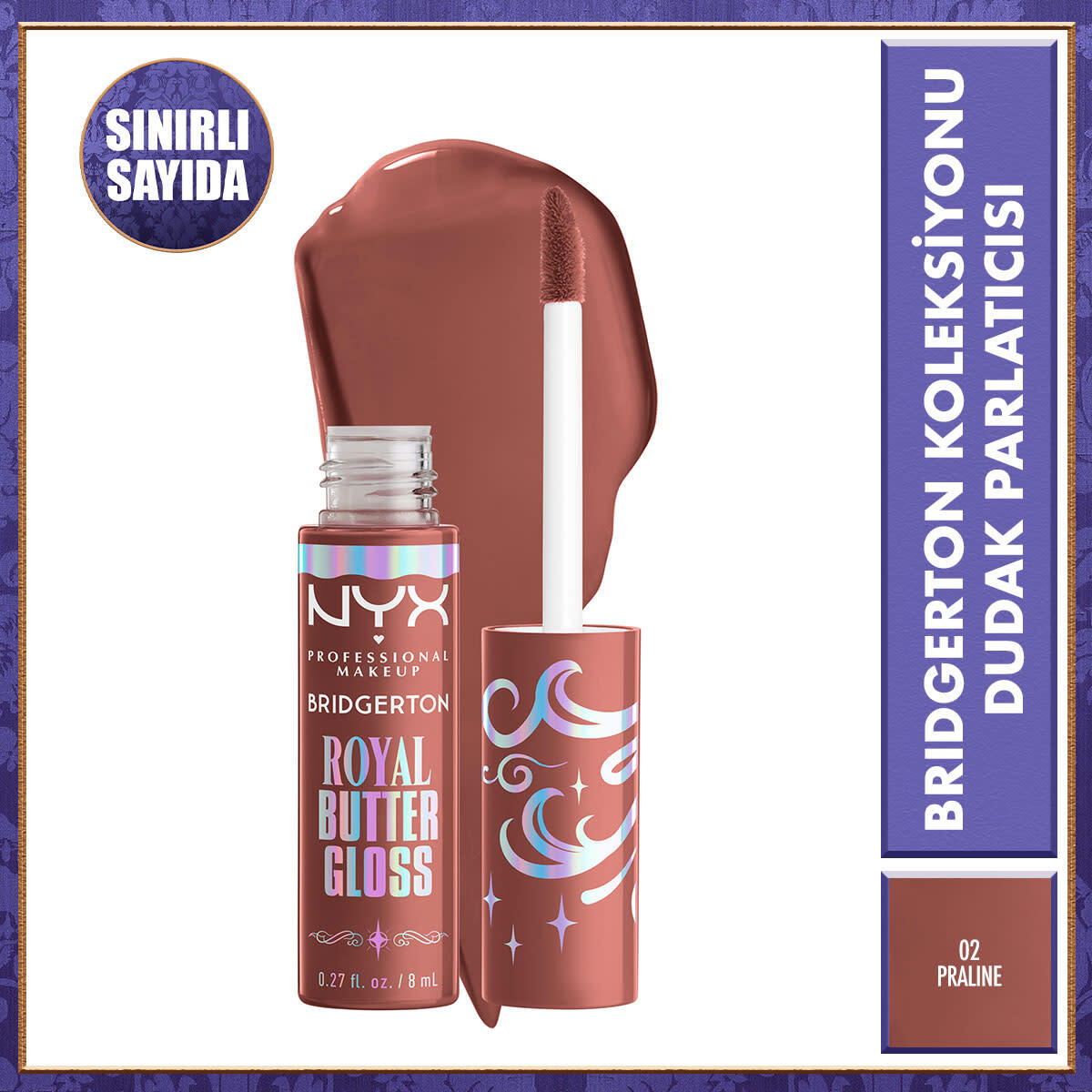  NYX NYX Nyx Professional Makeup Bridgerton Royal Dudak Parlatıcısı Praline  1 of 1 Nyx Professional Makeup Bridgerton Royal Dudak Parlatıcısı Praline