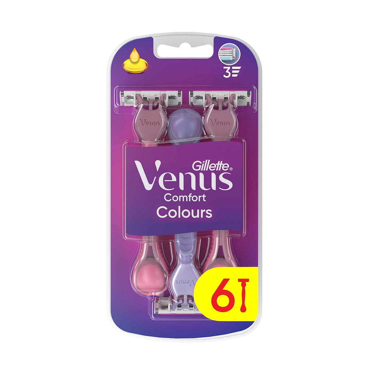 GILLETTE VENUS GILLETTE VENUS Gillette Venus Renkli Kullan At Tıraş Bıçağı 3 Bıçaklı 4+2 Adet 1 of 11