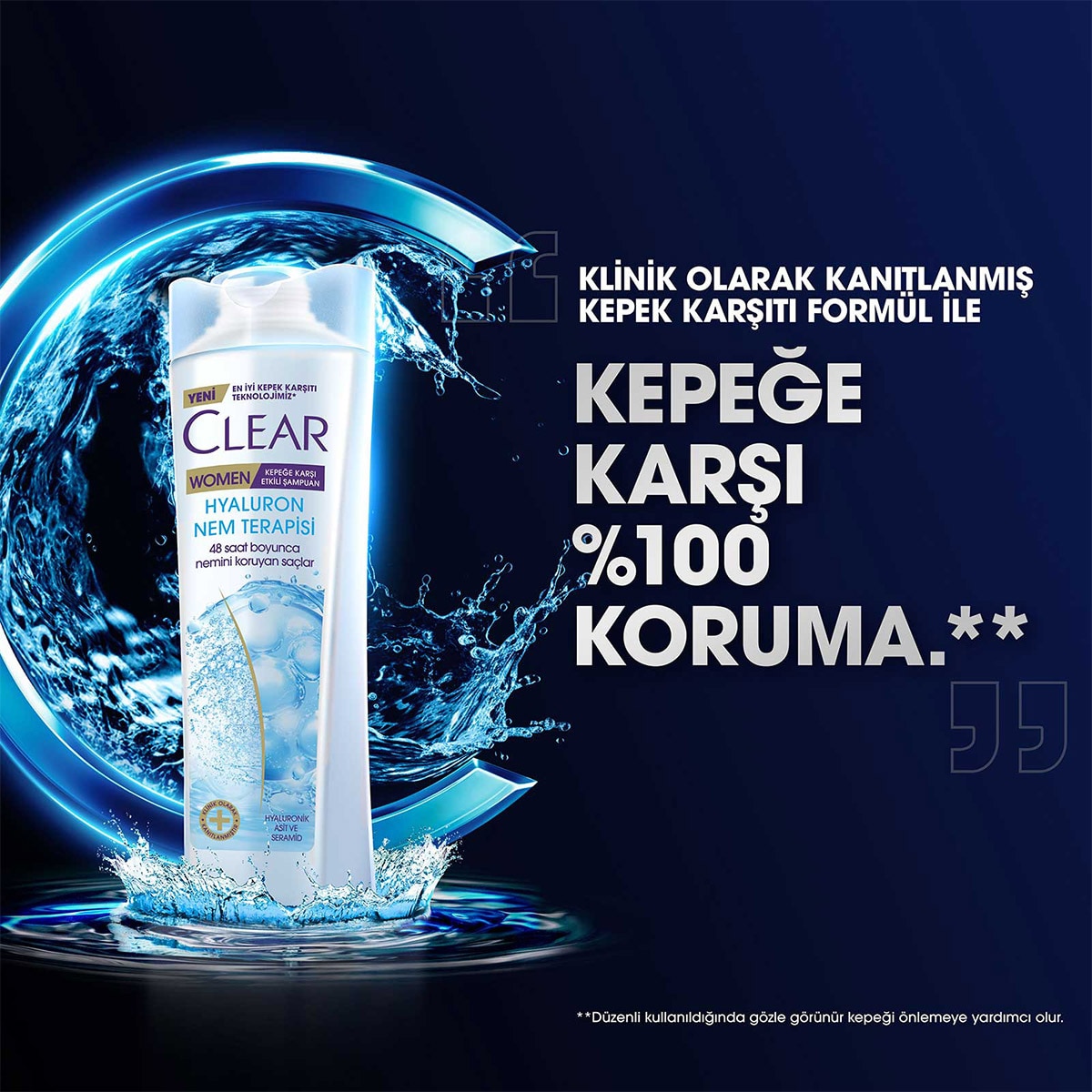 CLEAR CLEAR Clear Women Kepeğe Karşı Etkili Saç Bakım Şampuanı Hyaluron Nem Terapisi 350 ml 1 of 9