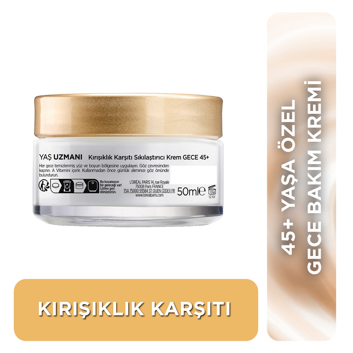 LOREAL PARIS LOREAL PARIS L'Oreal Paris Yaş Uzmanı Sıkılaştırıcı Krem Gece 40+50 ml 1 of 7