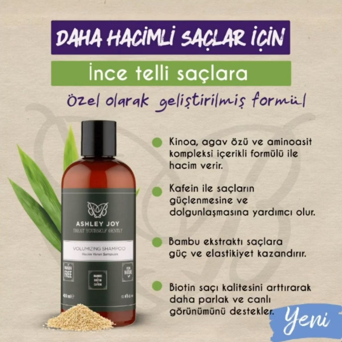  ASHLEY JOY ASHLEY JOY Ashley Joy Şampuan Hacim Veren 400 ml  1 of 3 