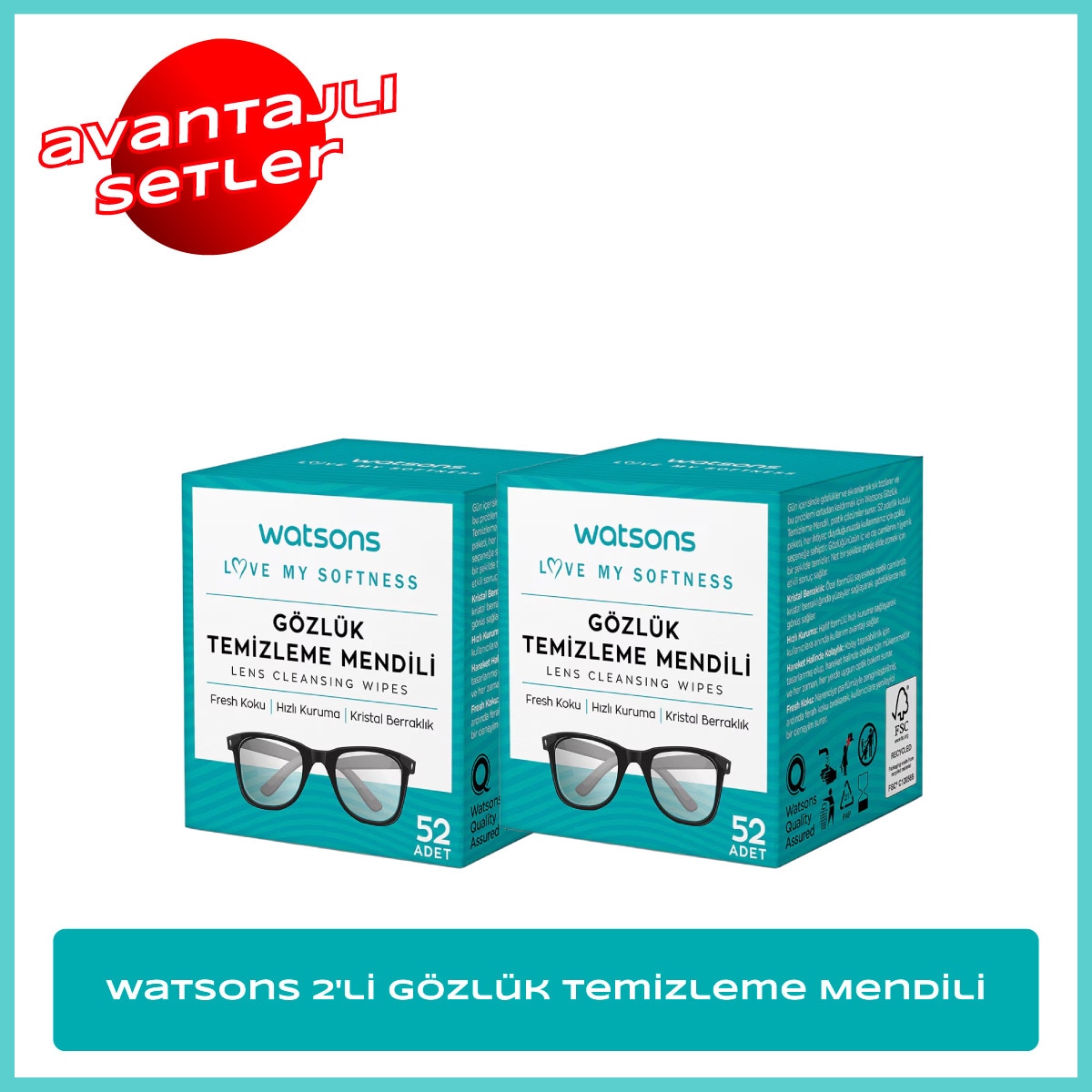  undefined  Watsons 2'li Gözlük Temizleme Mendili  1 of 1 