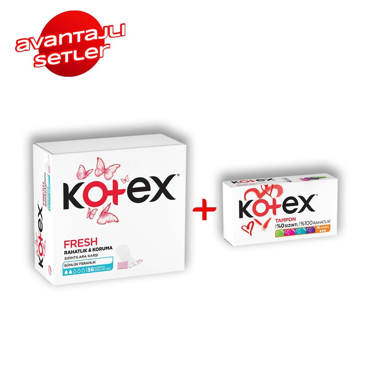  KOTEX  Kotex Günlük Ped Anydays Normal 56 Adet + Tampon Normal Set  1 of 1 